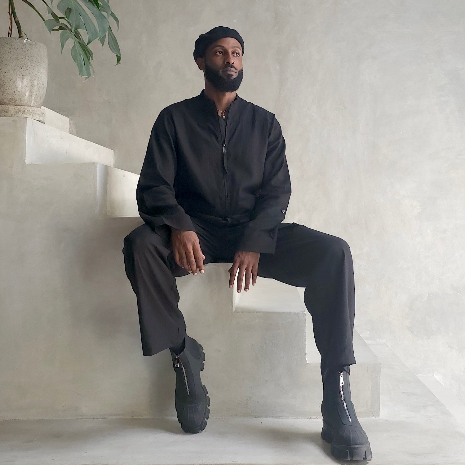 Hemp Coverall Black Men