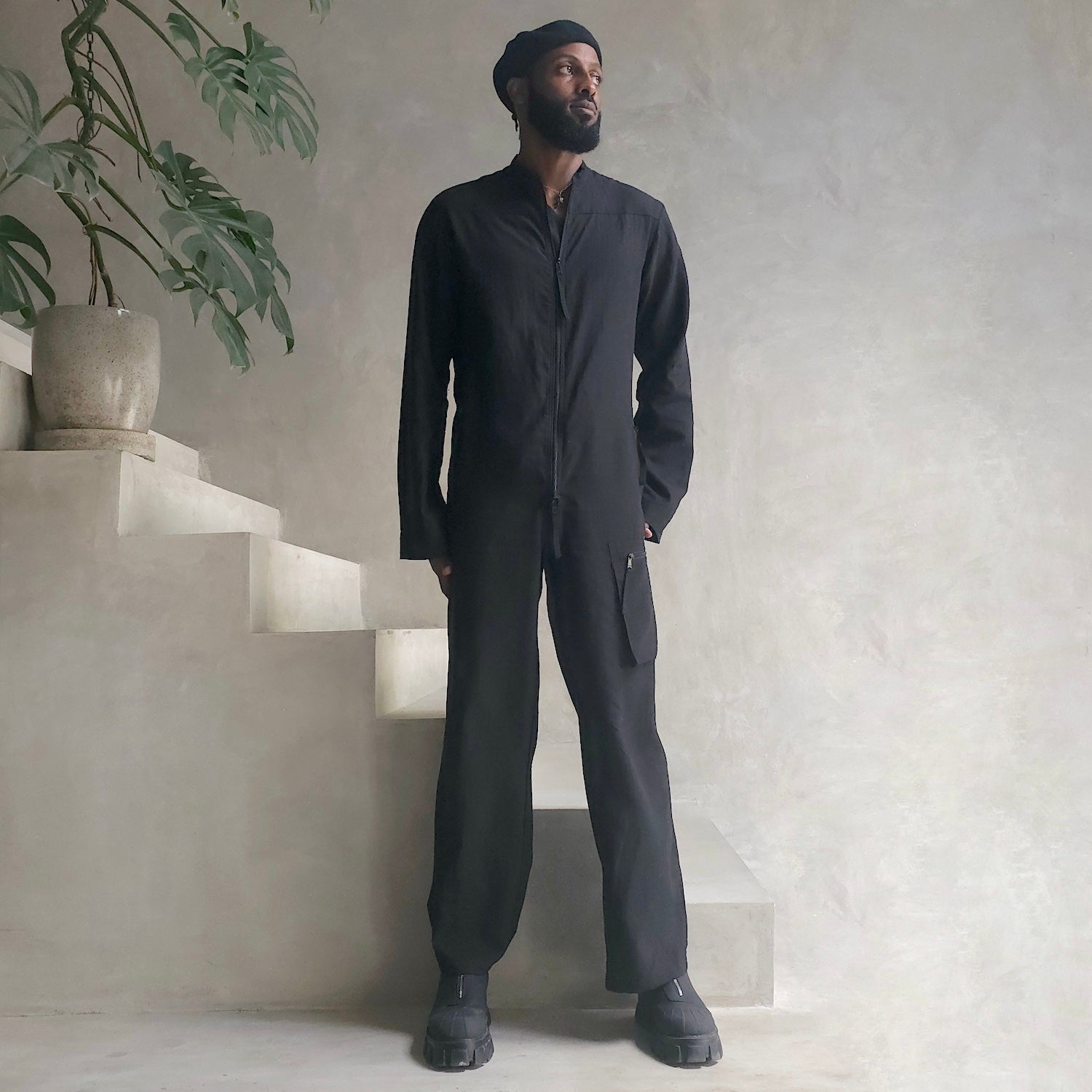 Hemp Coverall Black Men