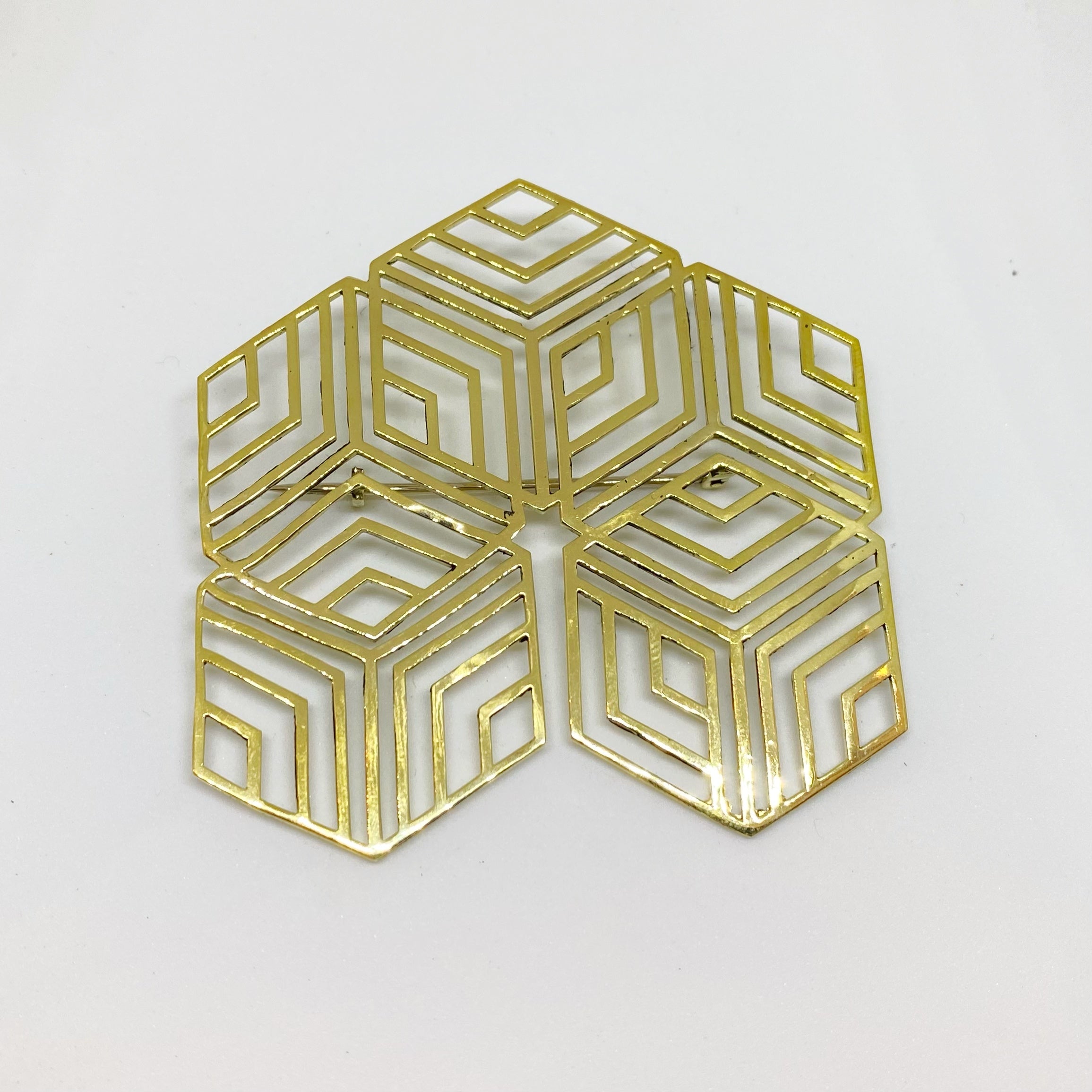 Hexagonal Brooch Brass