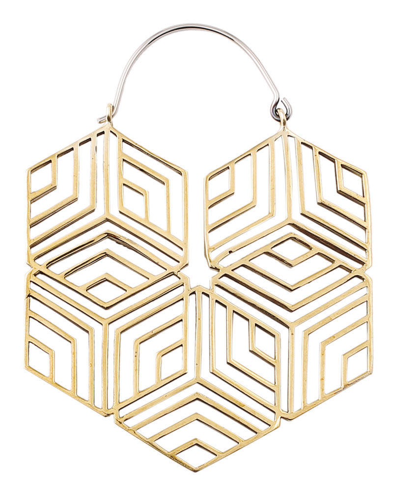 Hexagonal Hoops Brass