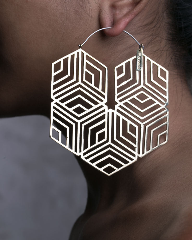 Hexagonal Hoops Silver