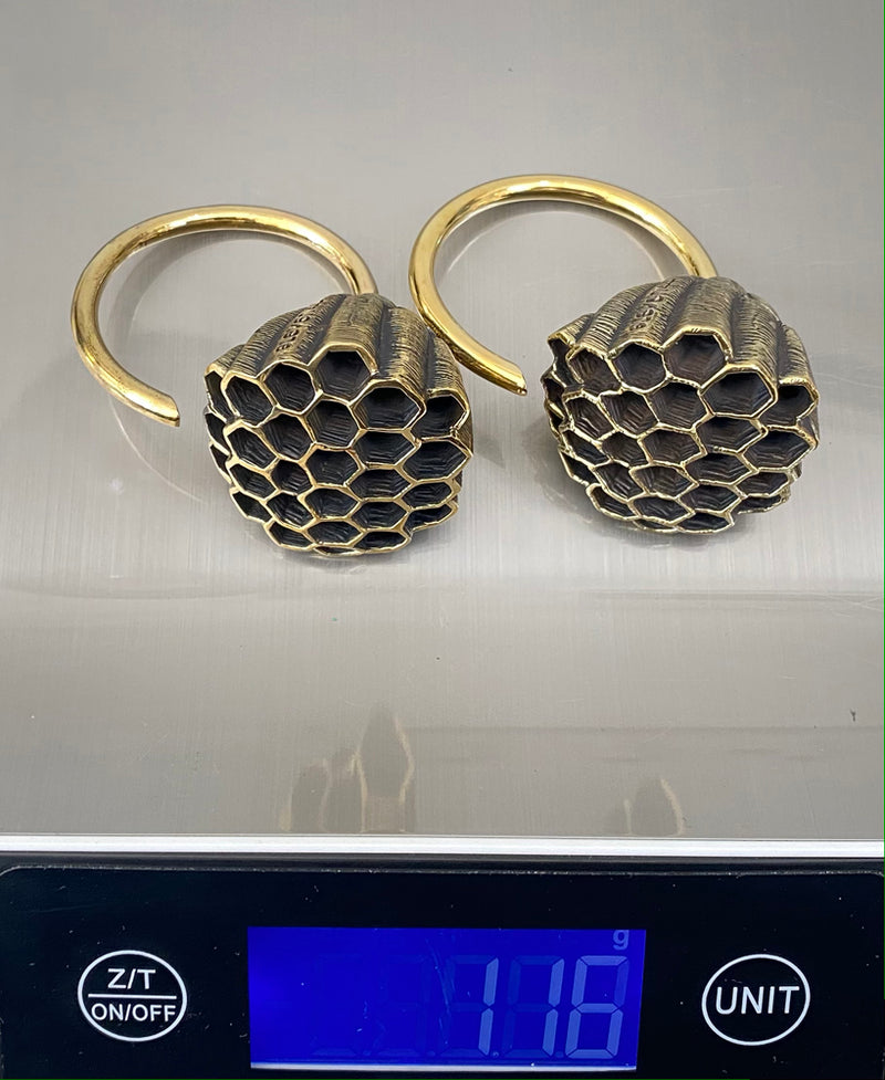 Honeycomb Ear Weights Brass