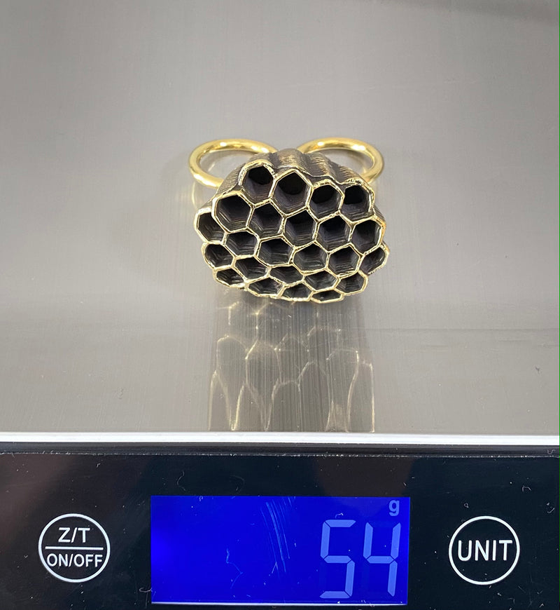 Honeycomb Ring Brass - eleven44