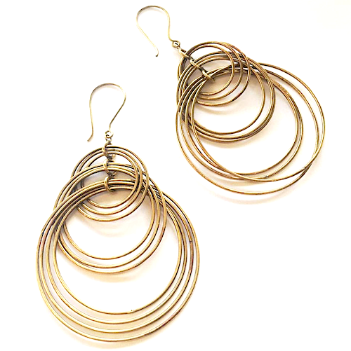 Hoop Dangle Earrings Brass