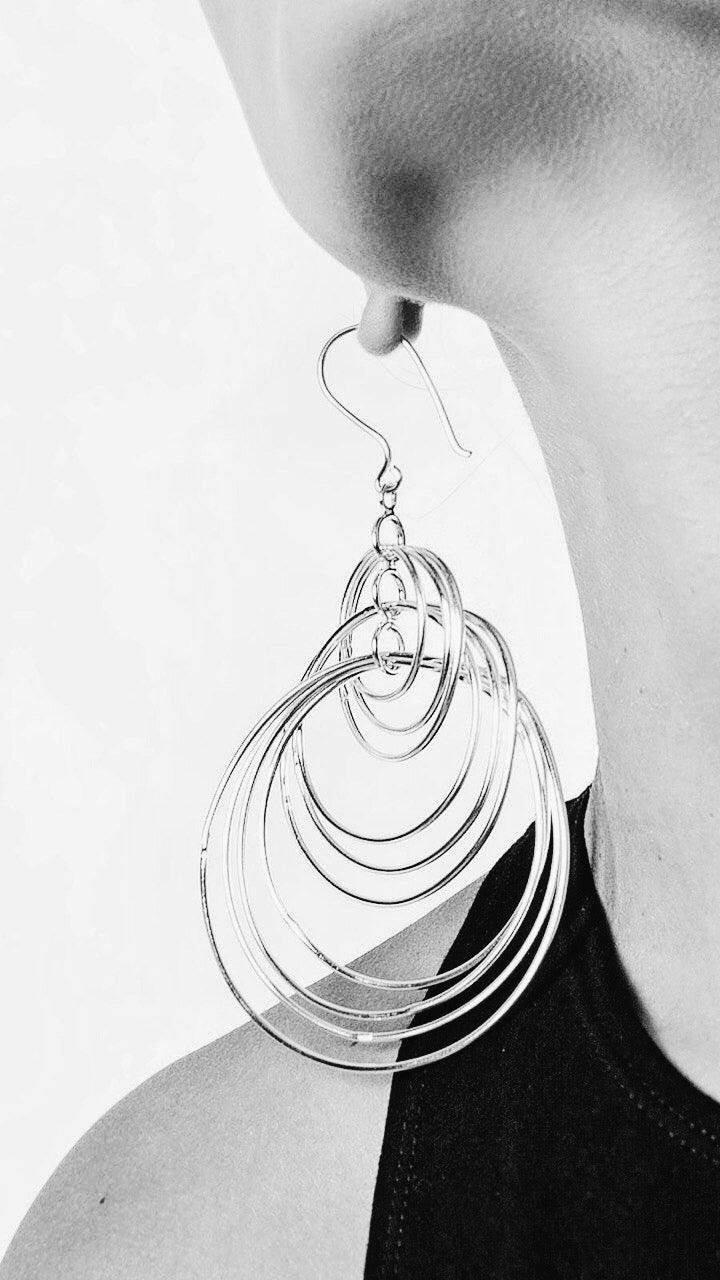 Hoop Dangle Earrings Silver