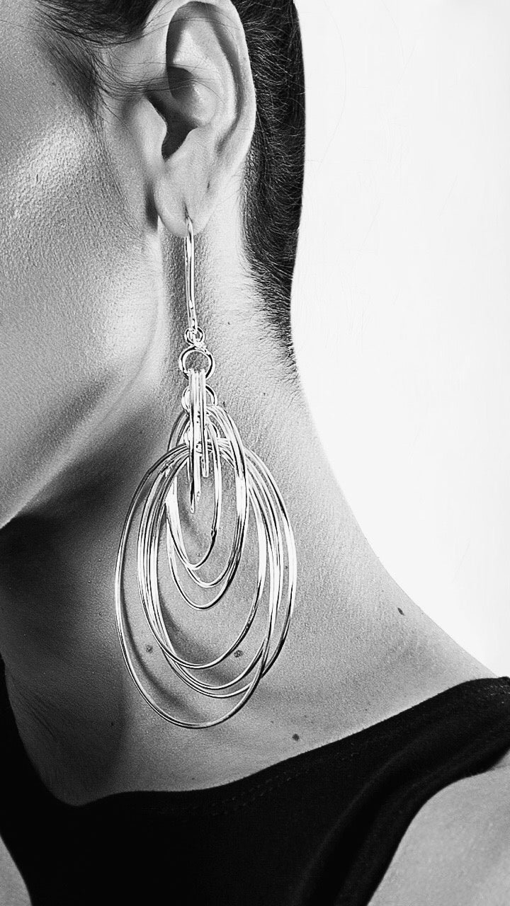 Hoop Dangle Earrings Silver