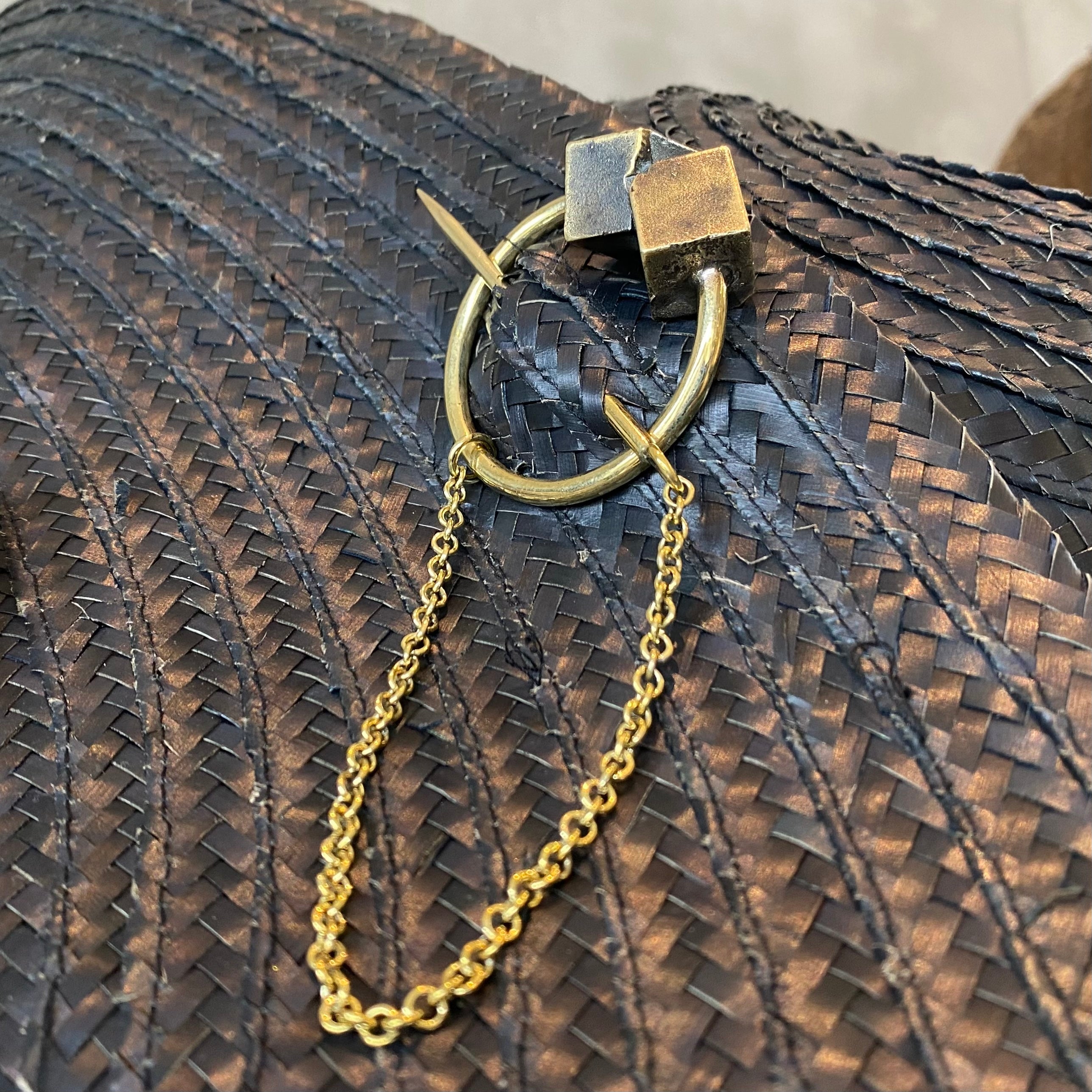 Pyrite Brooch Brass