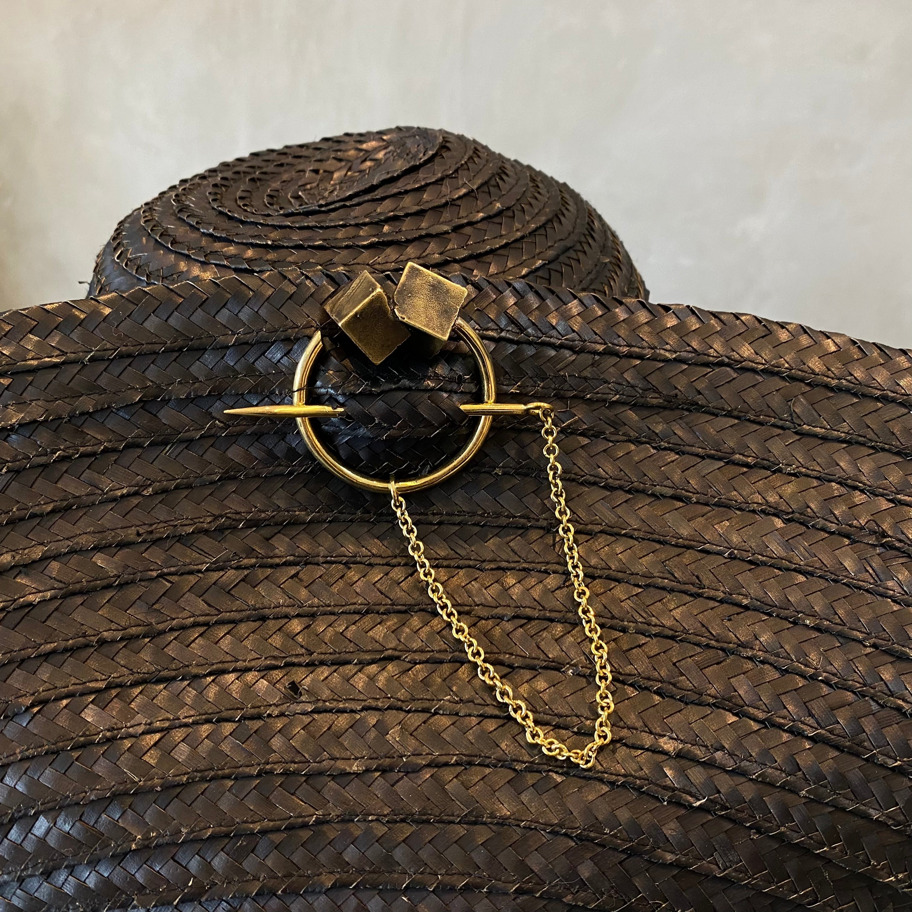 Pyrite Brooch Brass