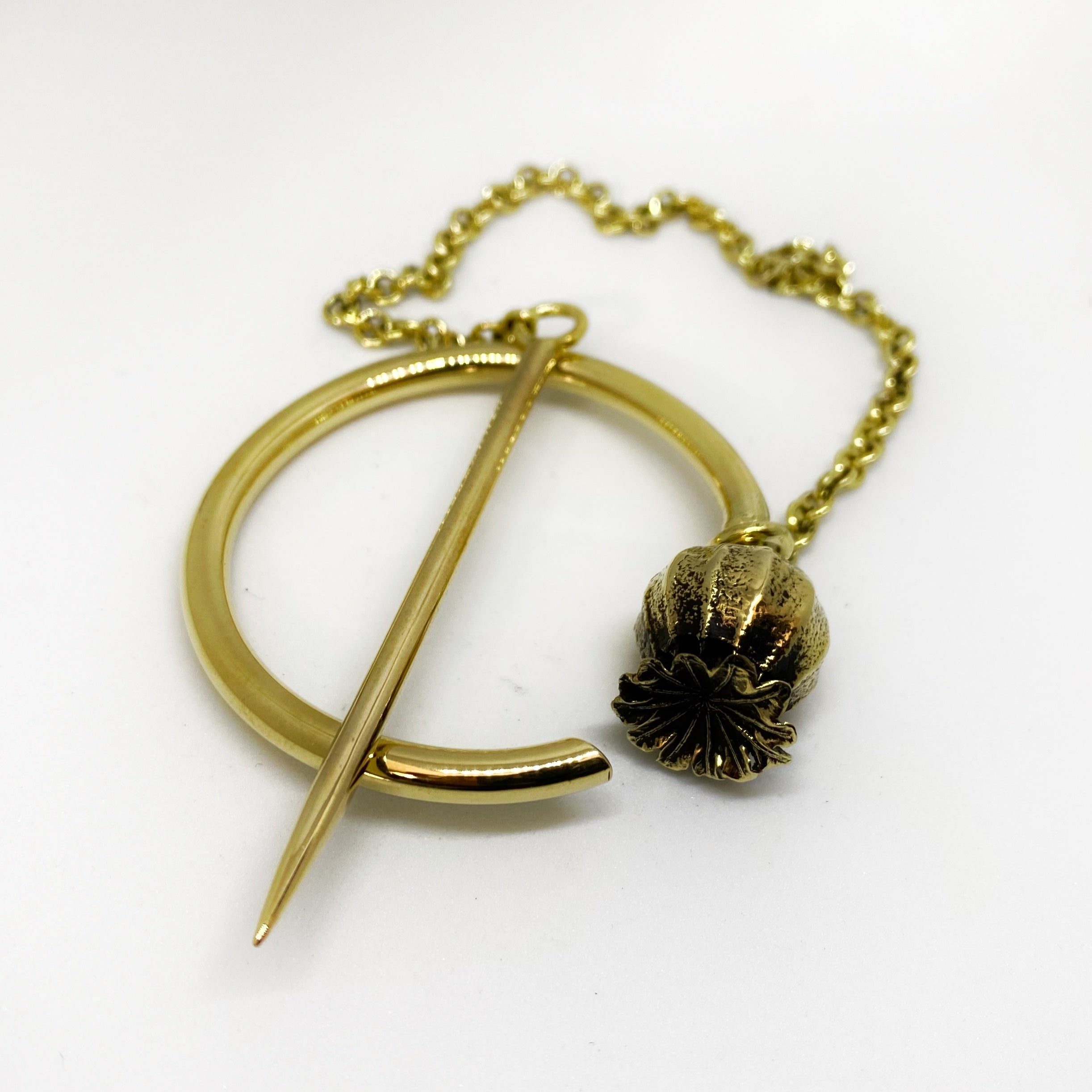 Poppy Pod Brooch Brass