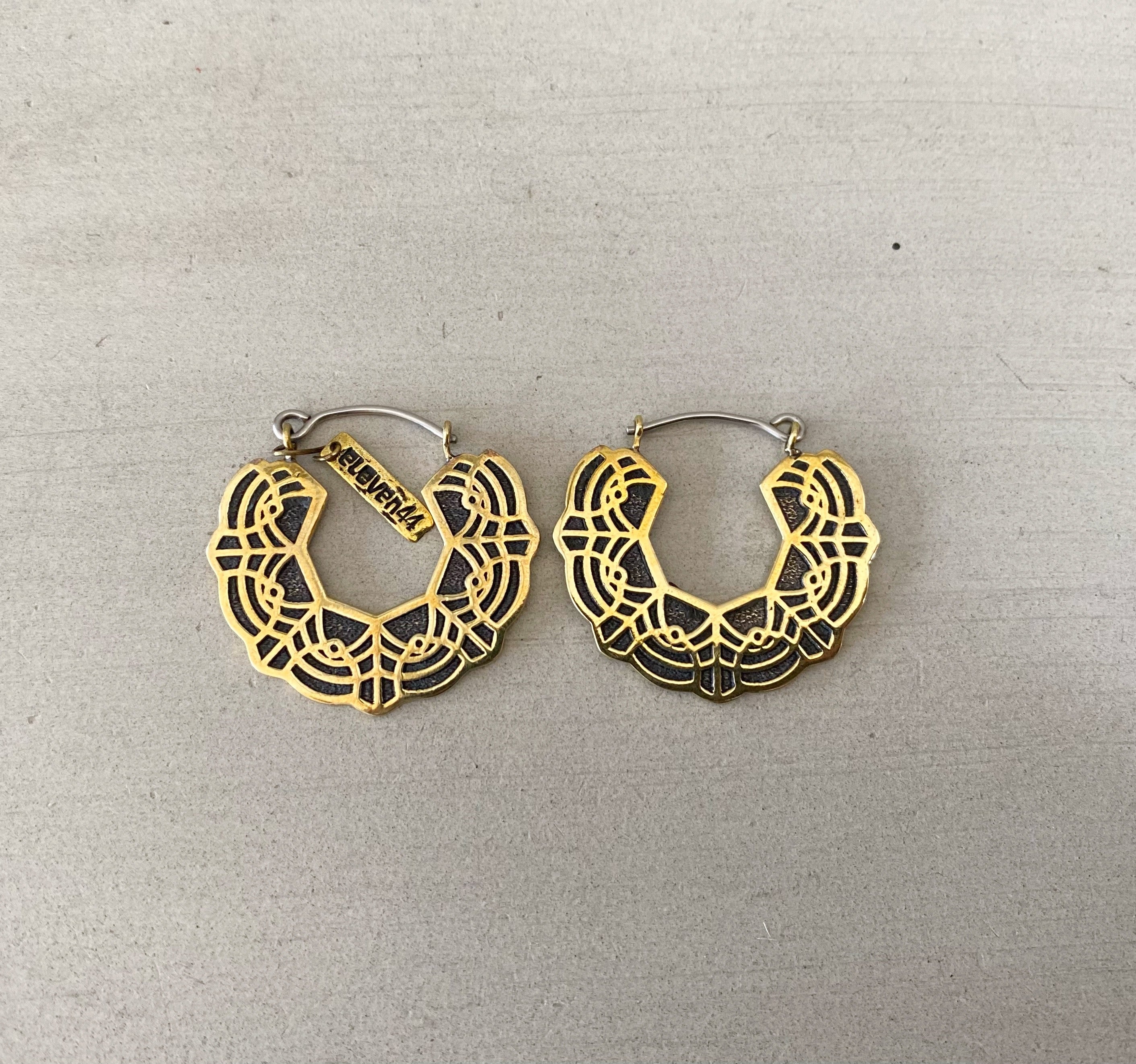 Lace Mini Hoops Brass