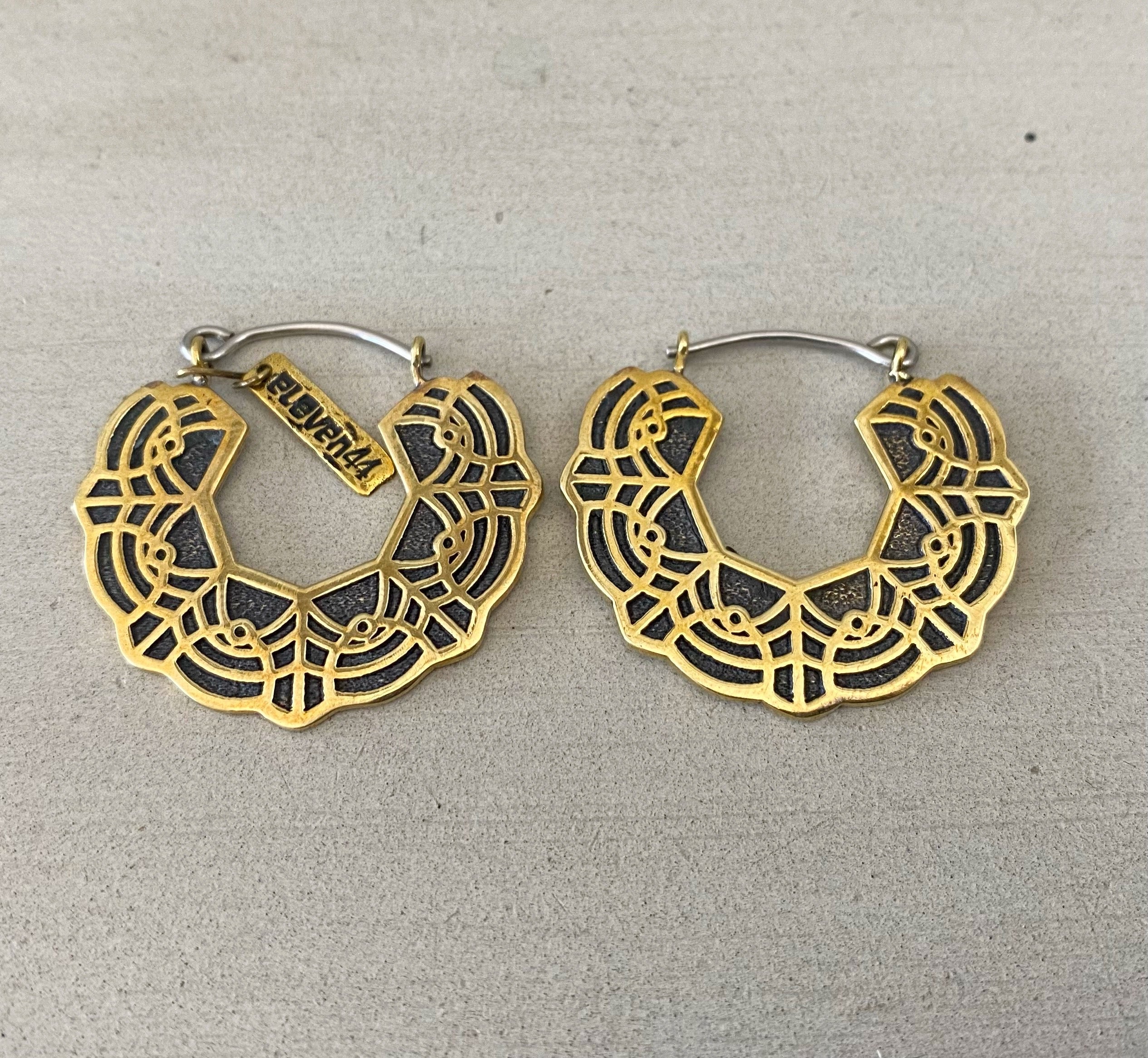 Lace Mini Hoops Brass