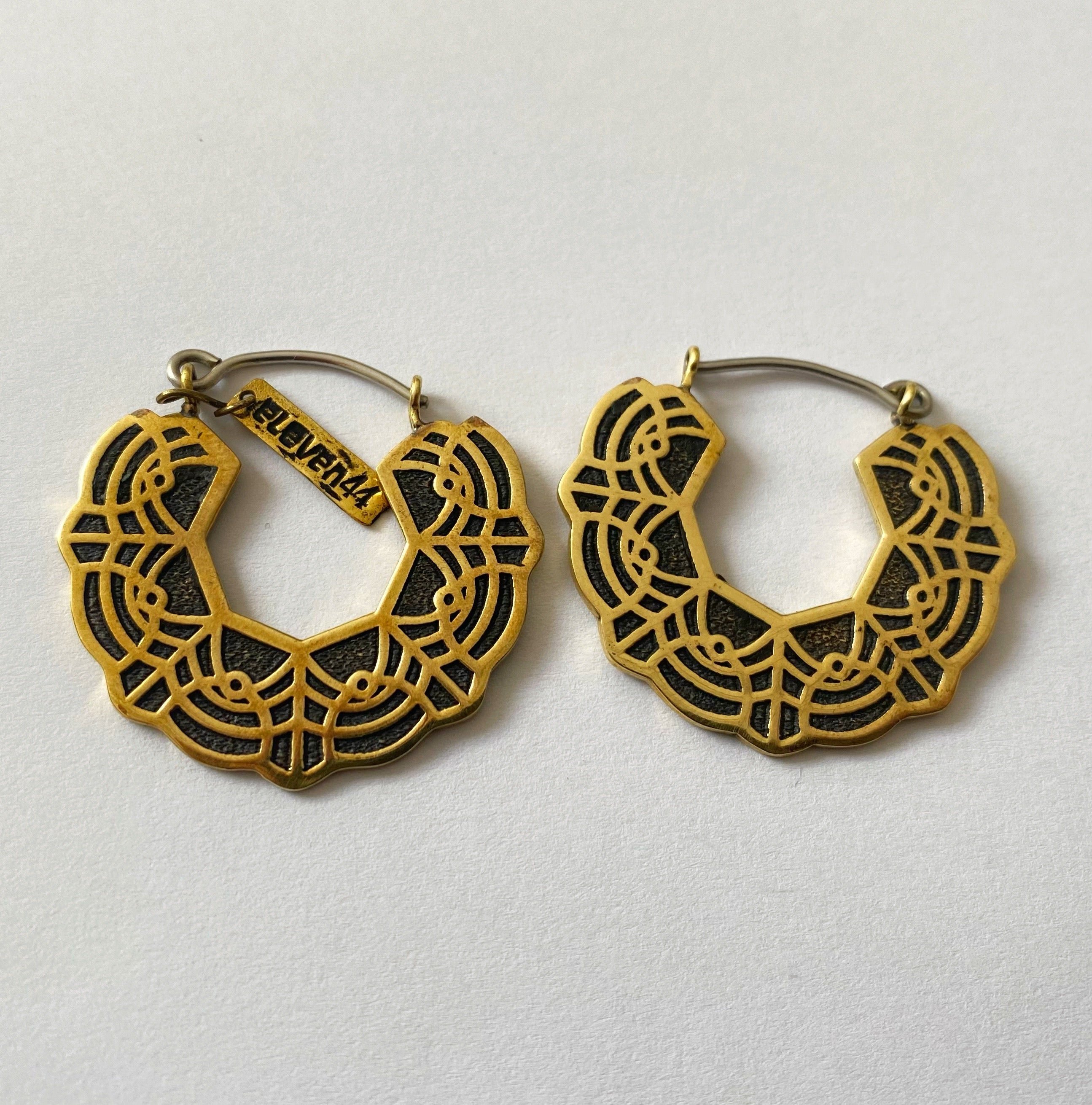 Lace Mini Hoops Brass