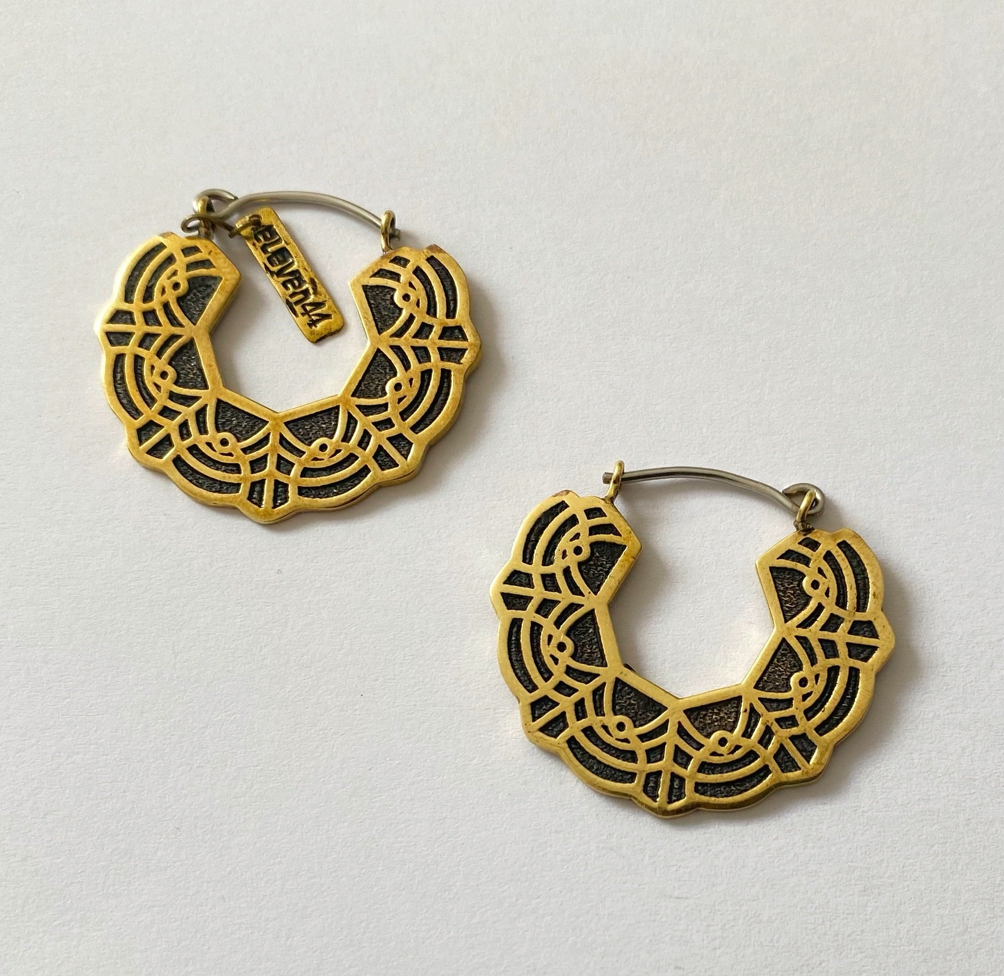 Lace Mini Hoops Brass