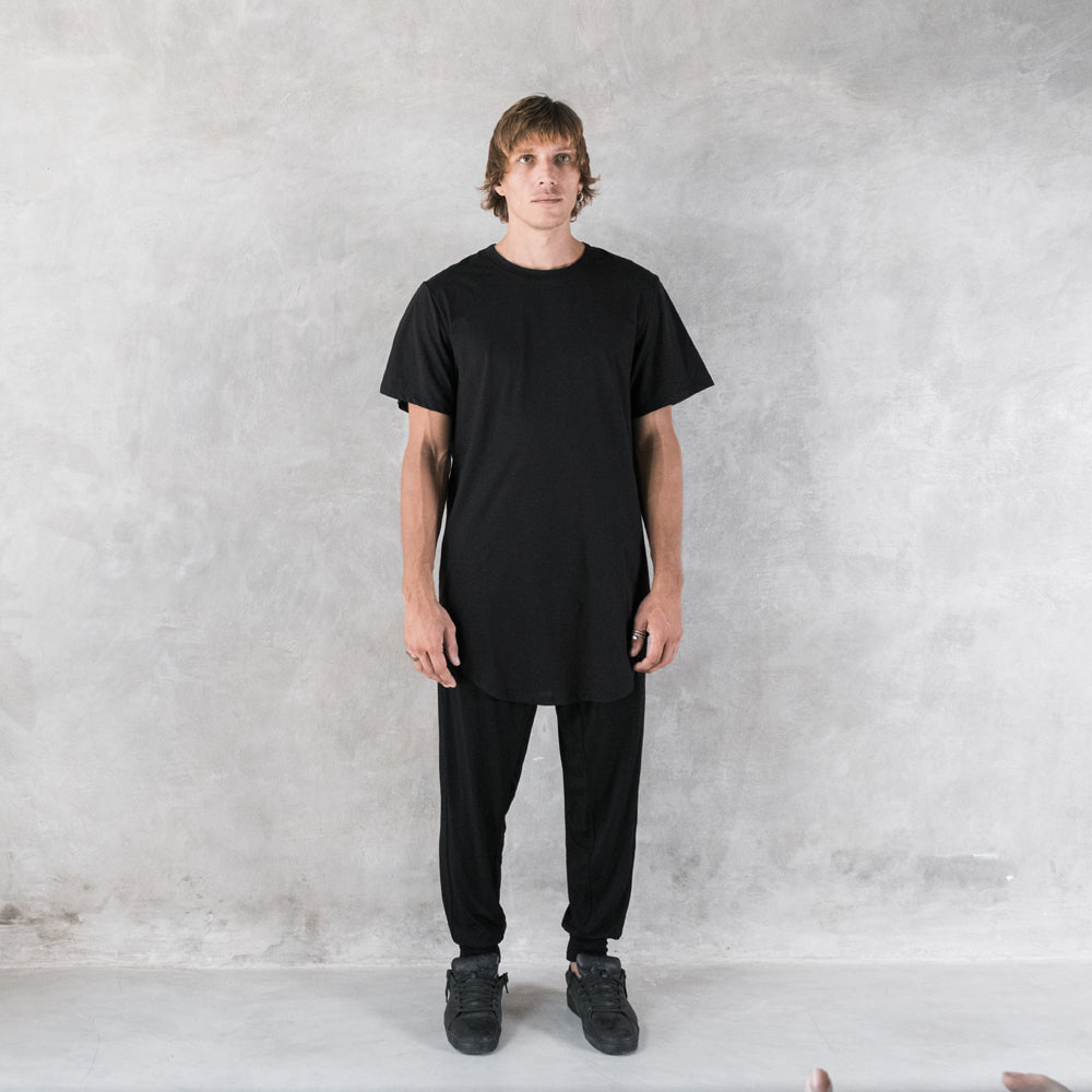 Men's Long Black T-Shirt Organic Cotton