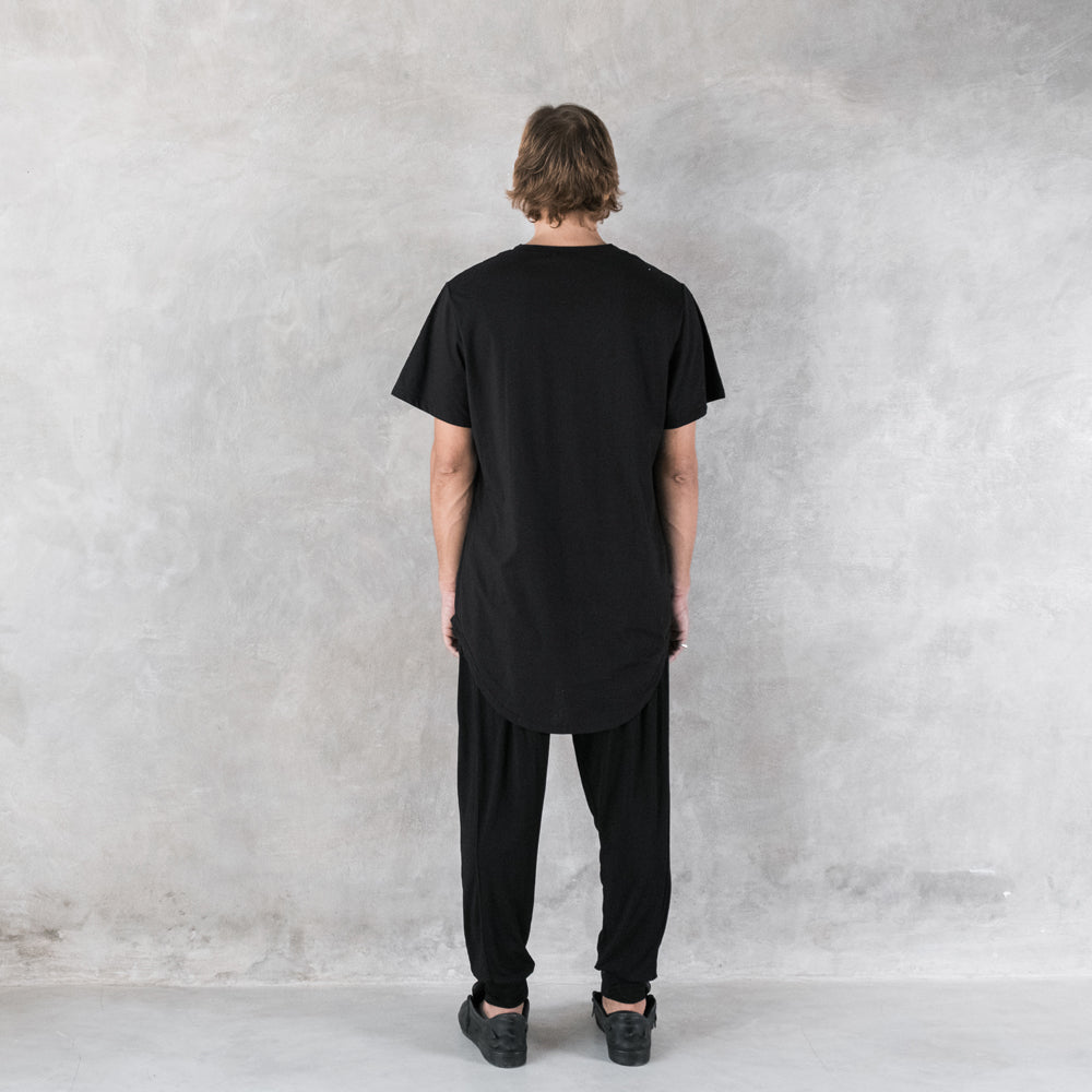 Men's Long Black T-Shirt Organic Cotton