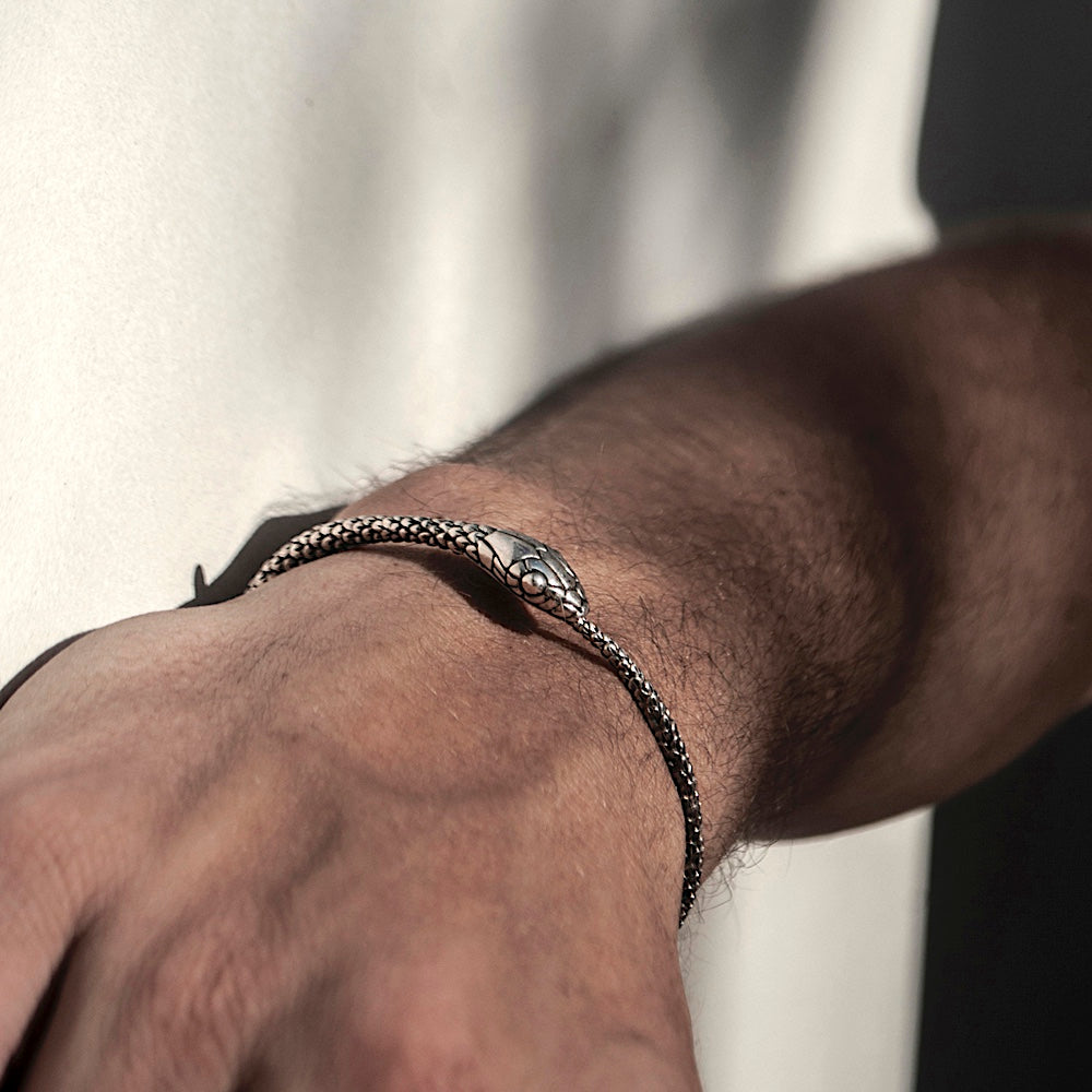 Snake Bangle Silver Men