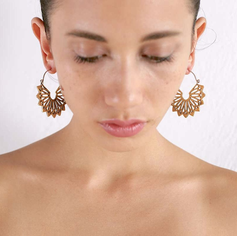 Mandala Hoop Earrings Brass