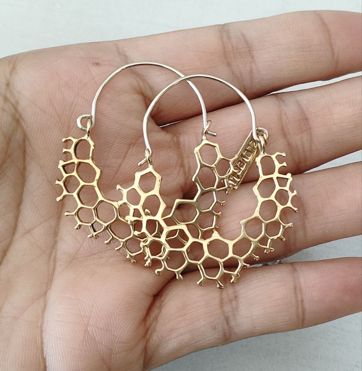 Hex Hoops Mini Brass