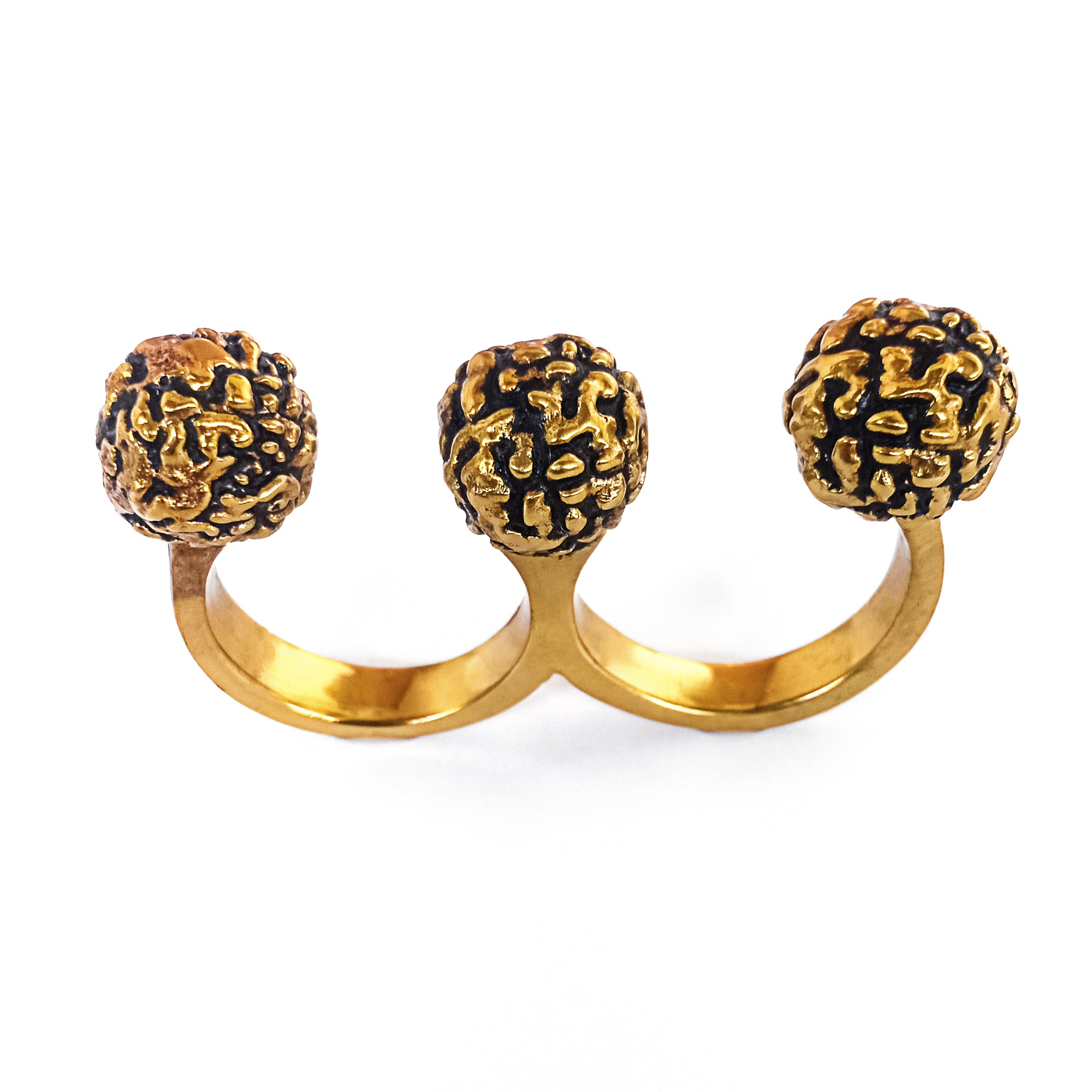 Rudra 3 Finger Ring Gold