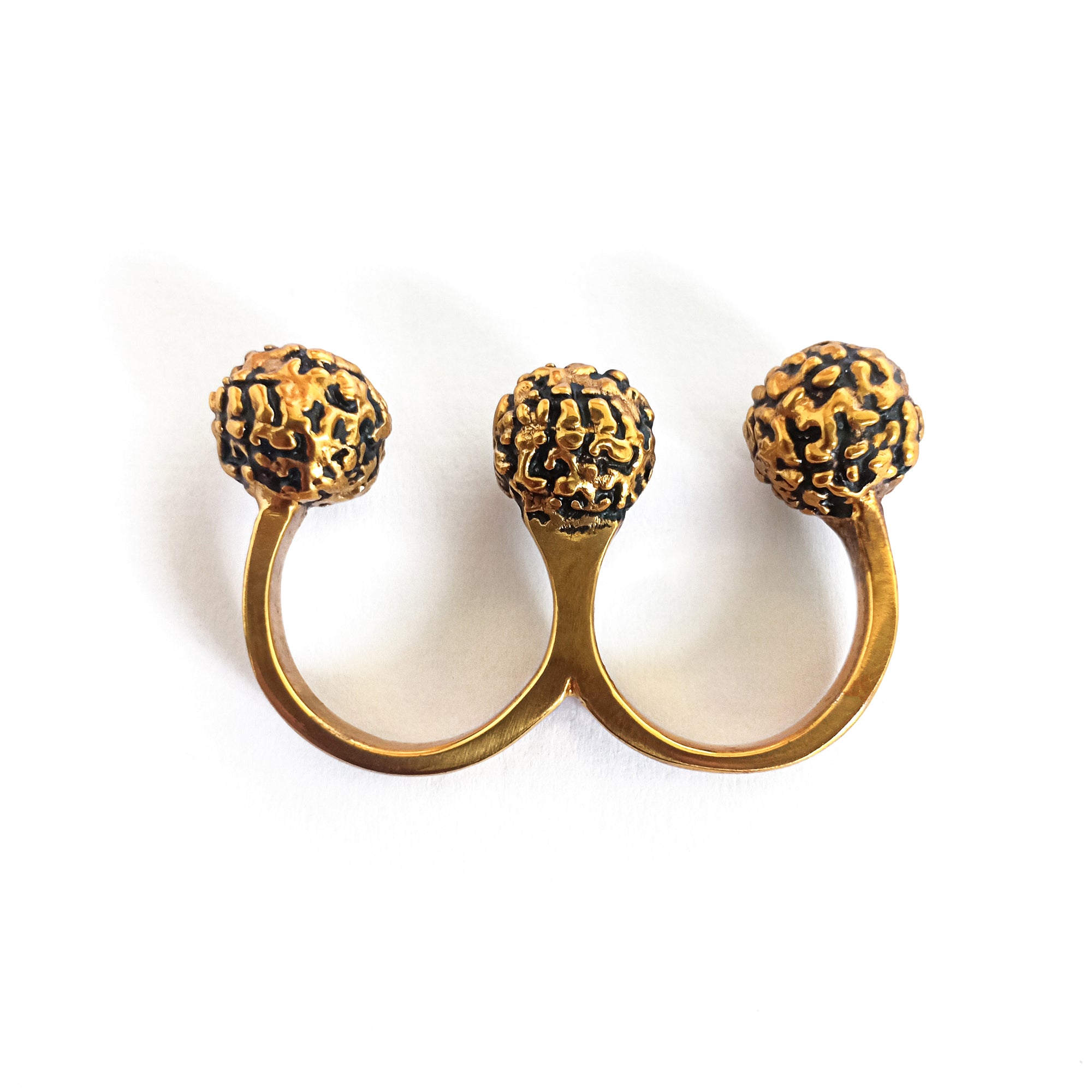 Rudra 3 Finger Ring Gold