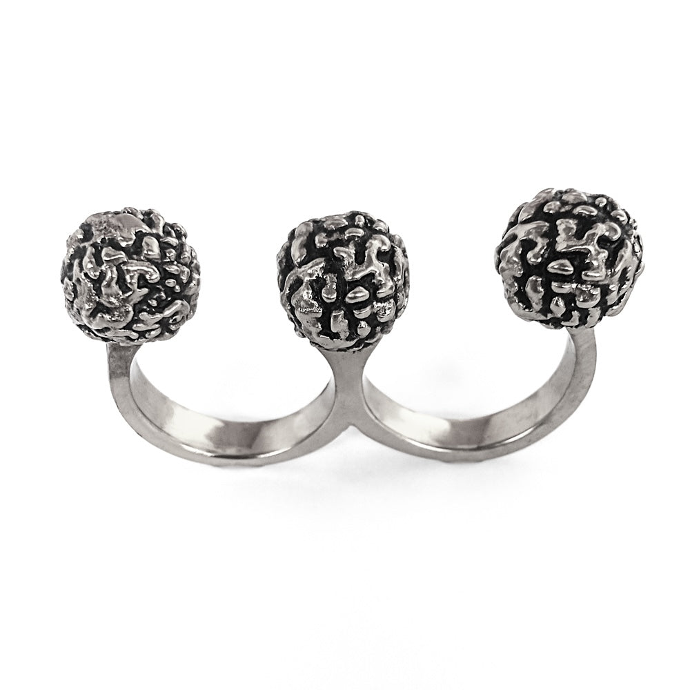 Rudra 3 Finger Ring Silver