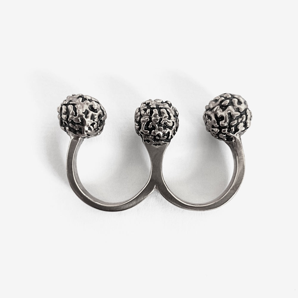 Rudra 3 Finger Ring Silver