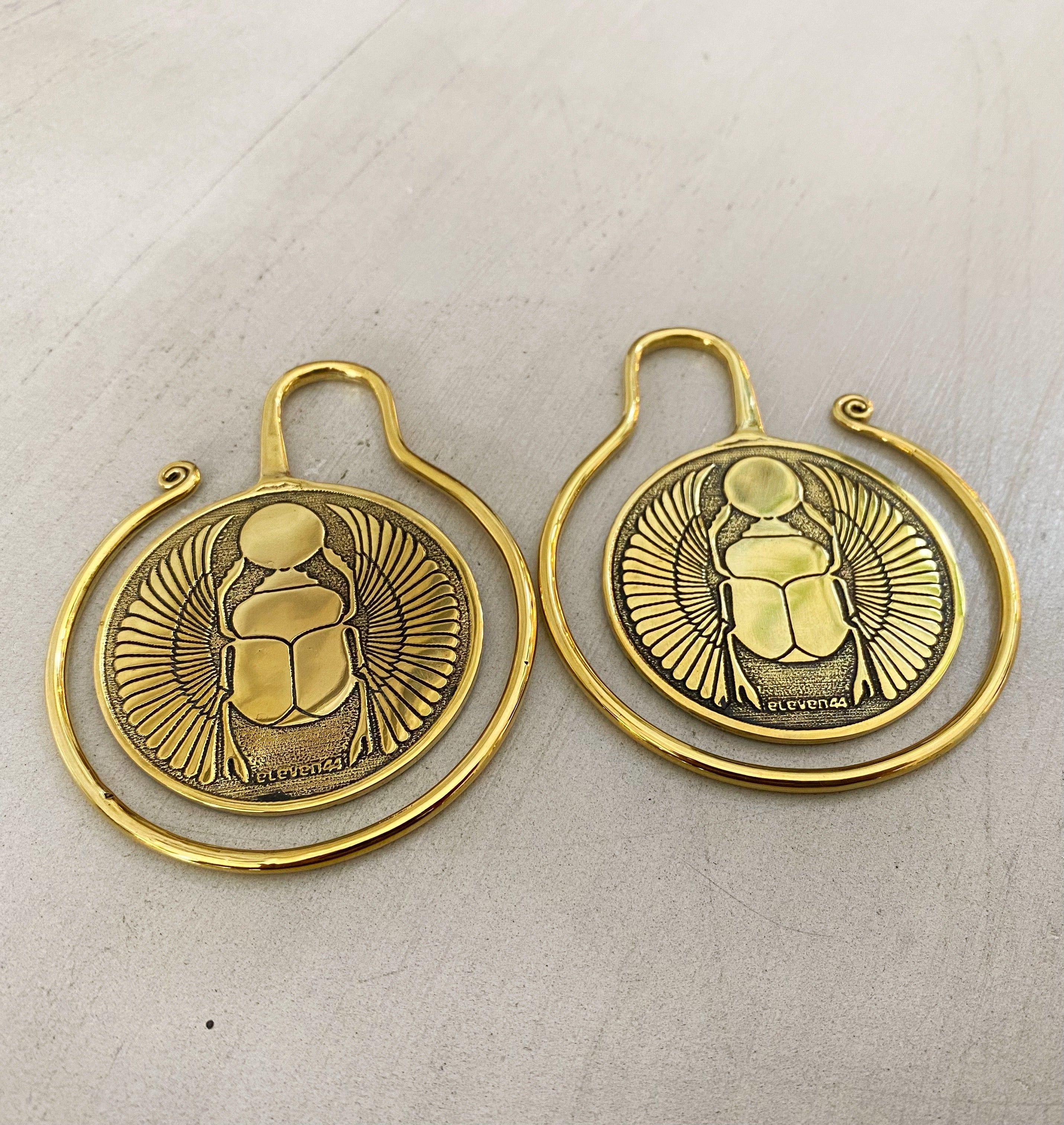 Scarab Ear Weights Brass