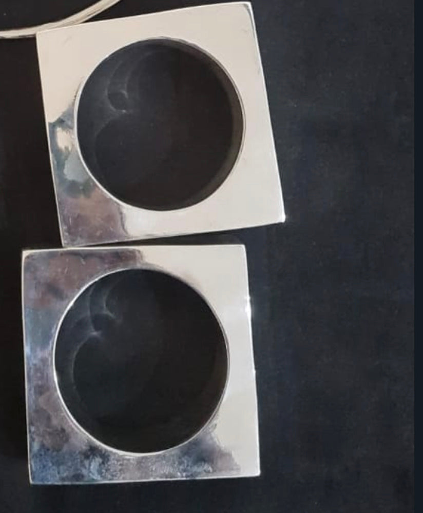 Square Hollow Bangle Silver