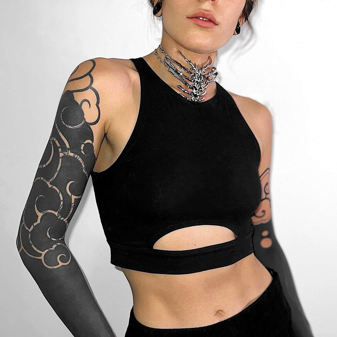 Black Crop Top Organic Cotton Lycra