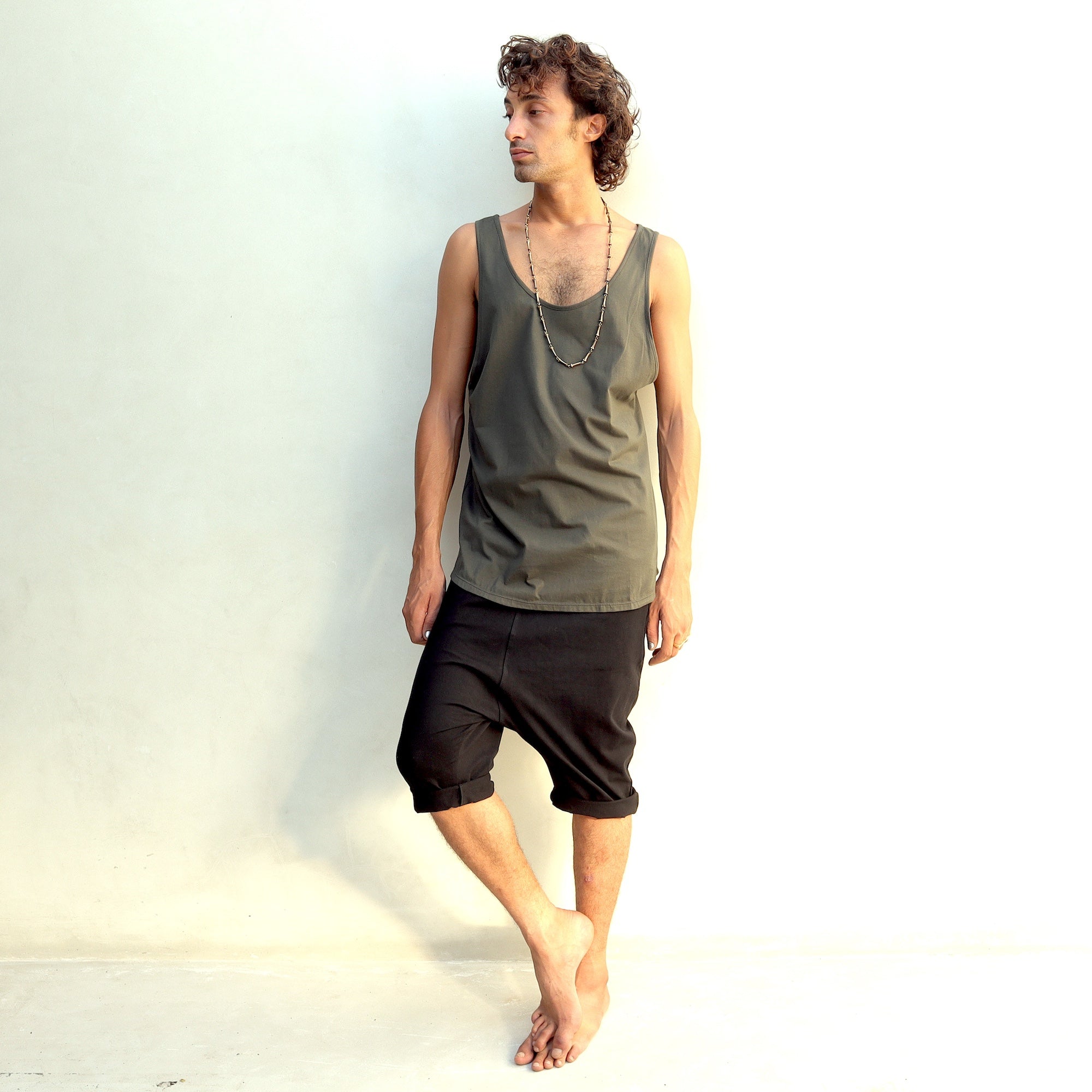 Mens Tank Top Organic Cotton Army Green