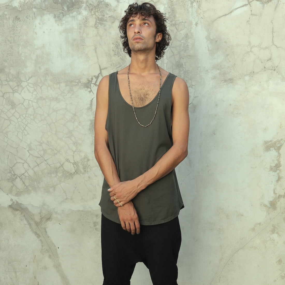 Mens Tank Top Organic Cotton Army Green