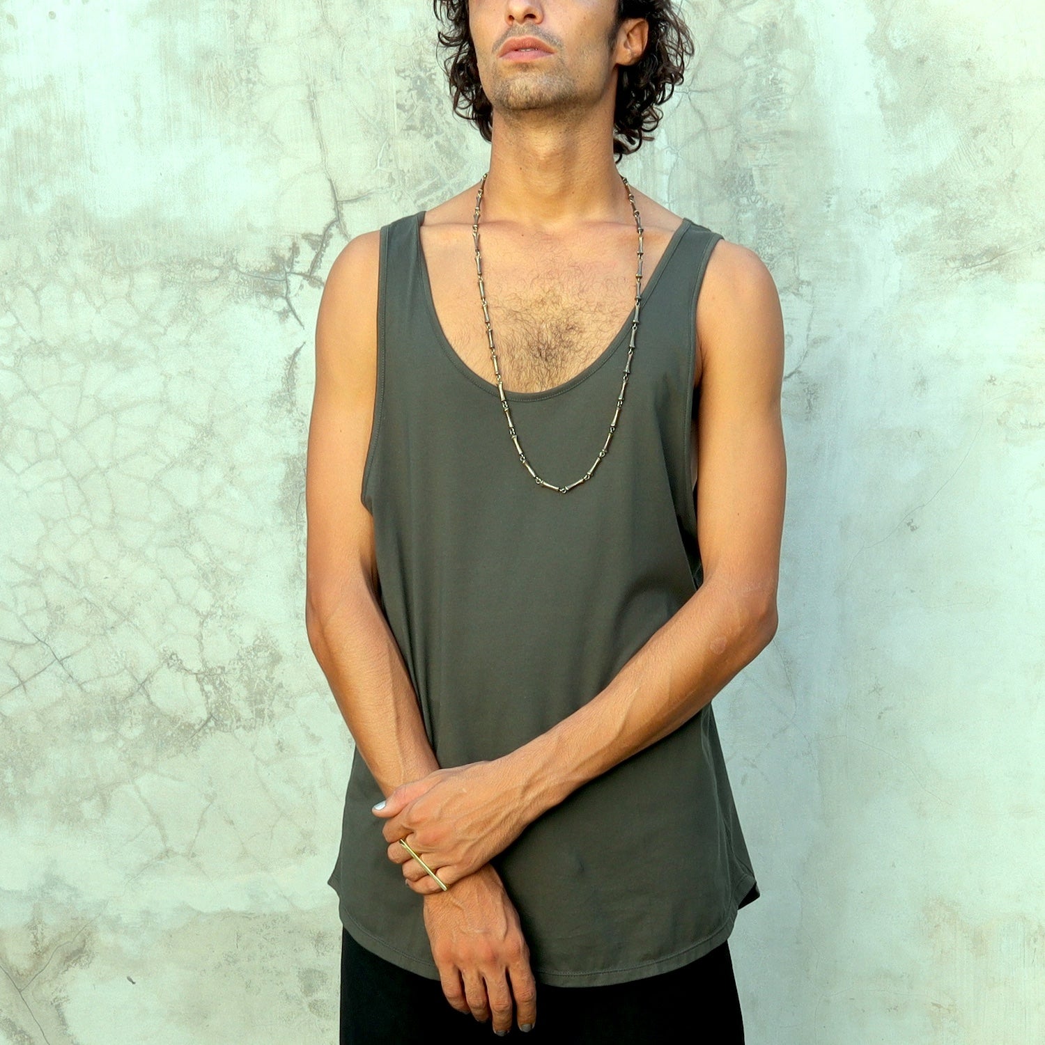 Mens Tank Top Organic Cotton Army Green