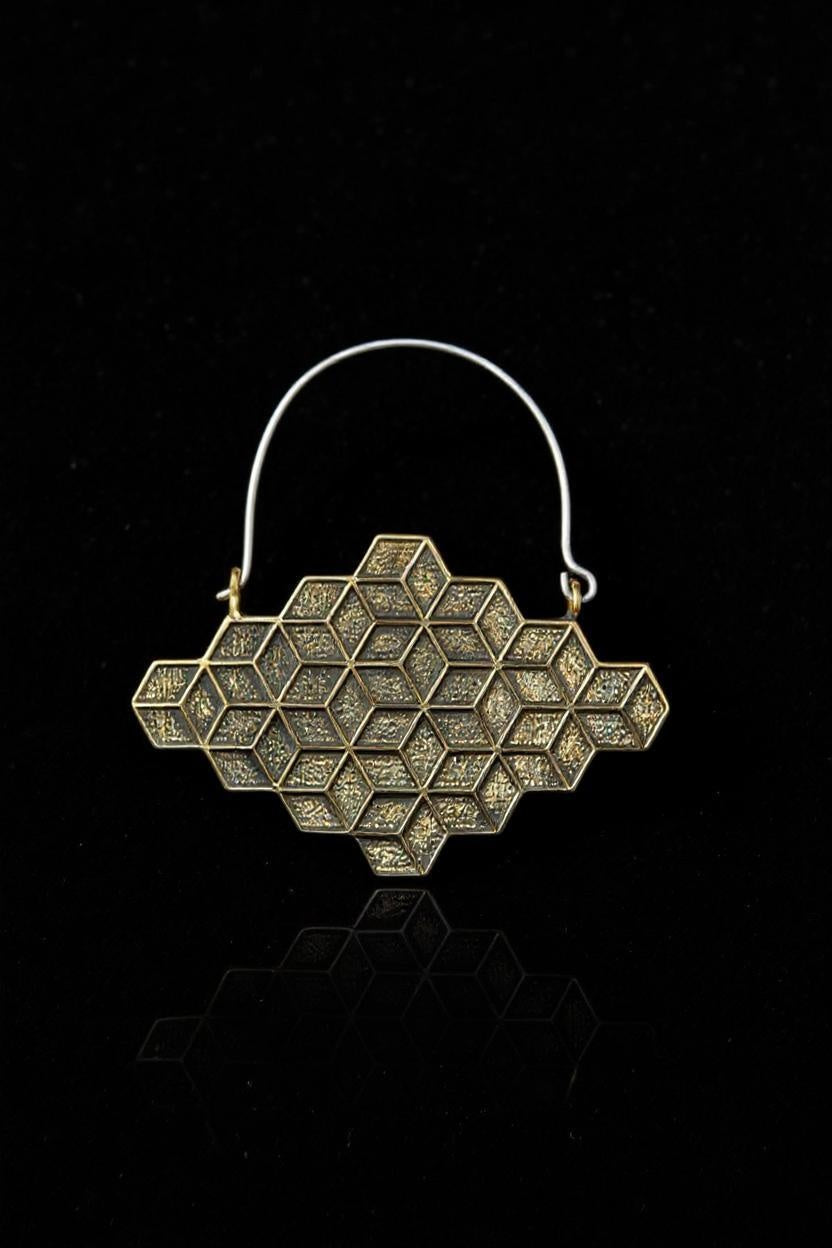 CUBE HOOPS BRASS