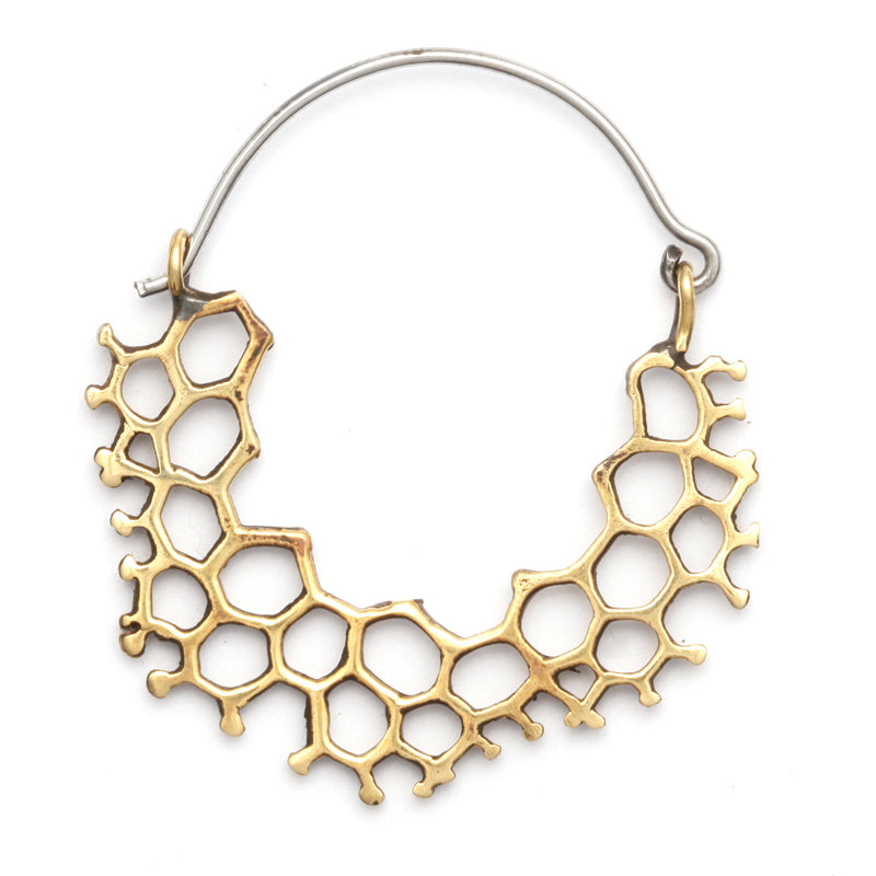 Hex Hoops Mini Brass