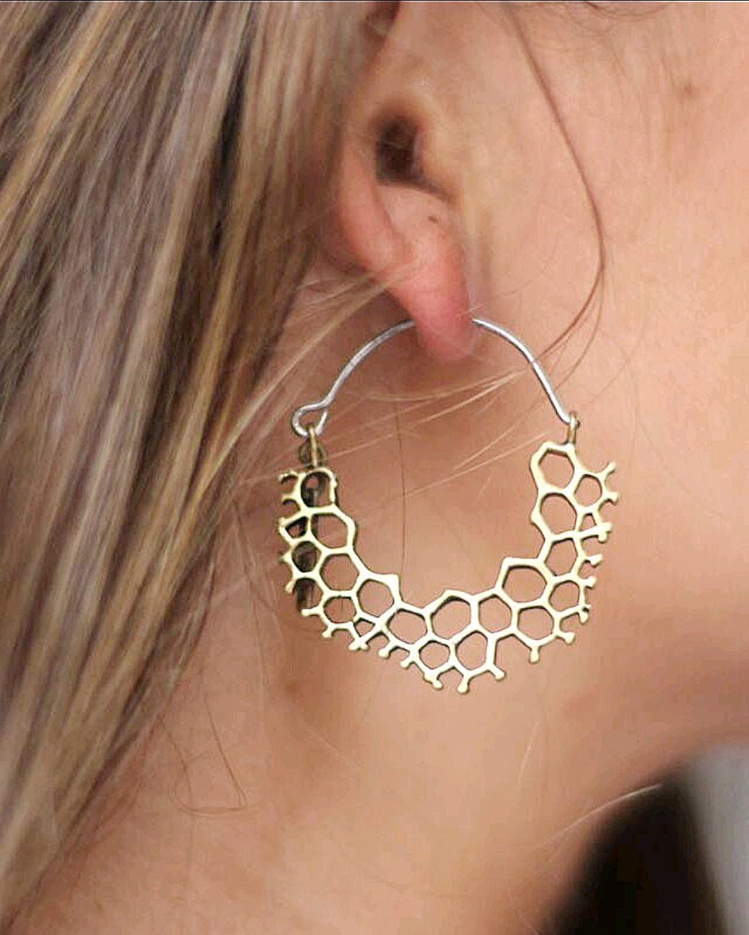 Hex Hoops Mini Brass