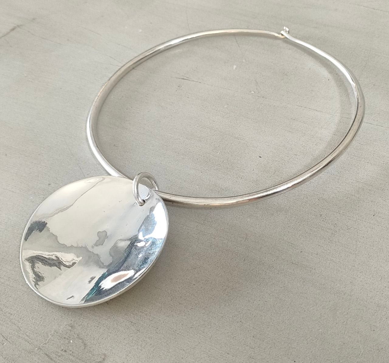 Big Circle Pendant Sterling Silver Hi Polish