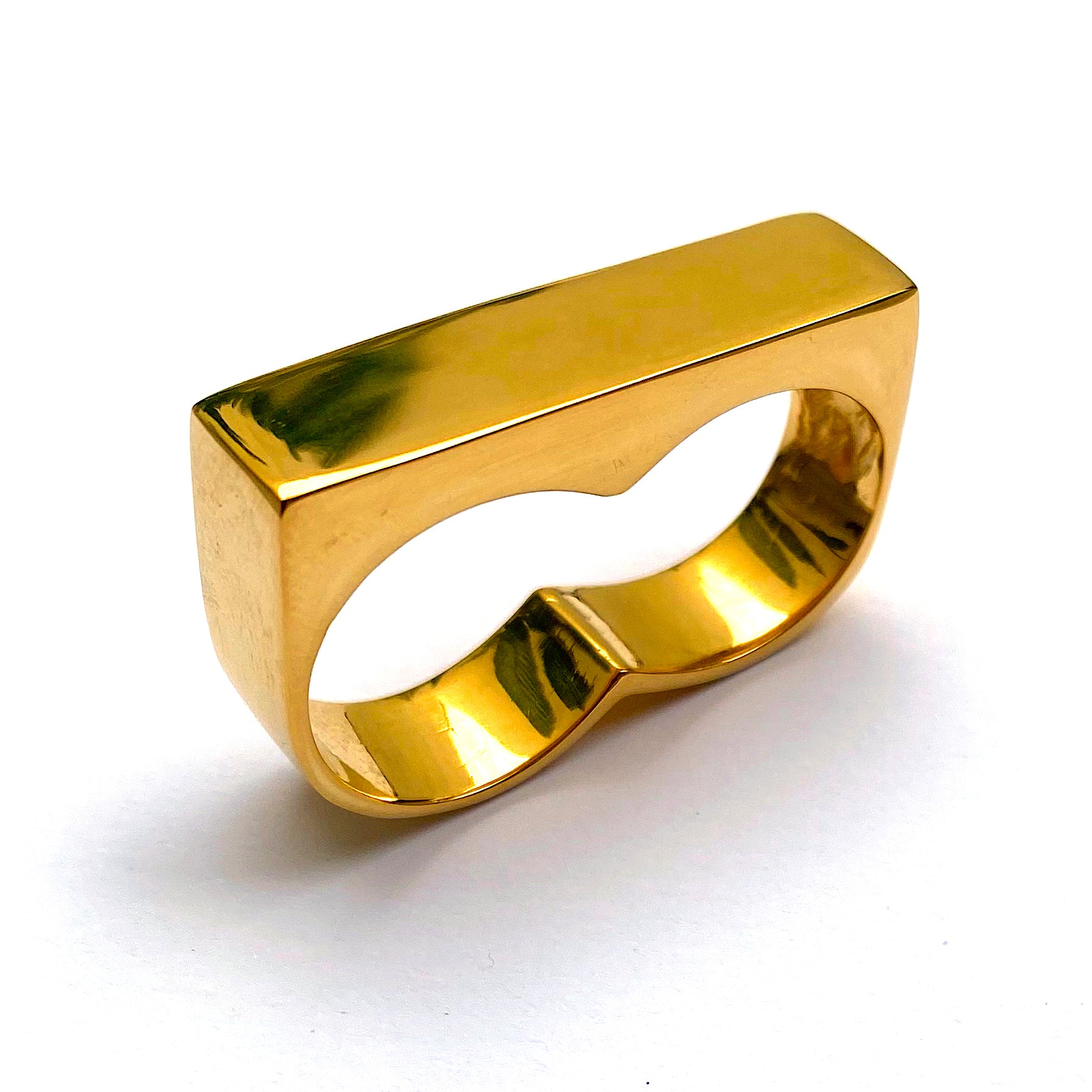 2 Finger Ring Wide Gold