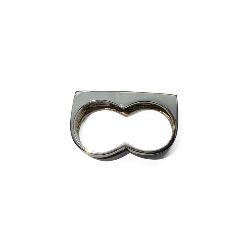 2 Finger Ring Wide Silver