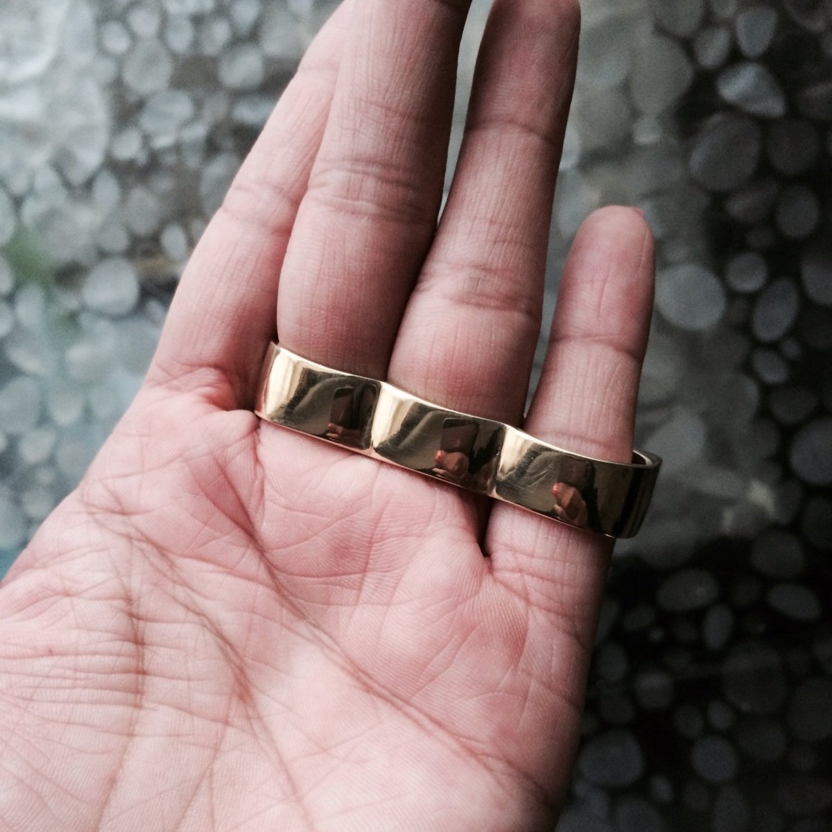 3 Finger Ring Wide Gold - eleven44