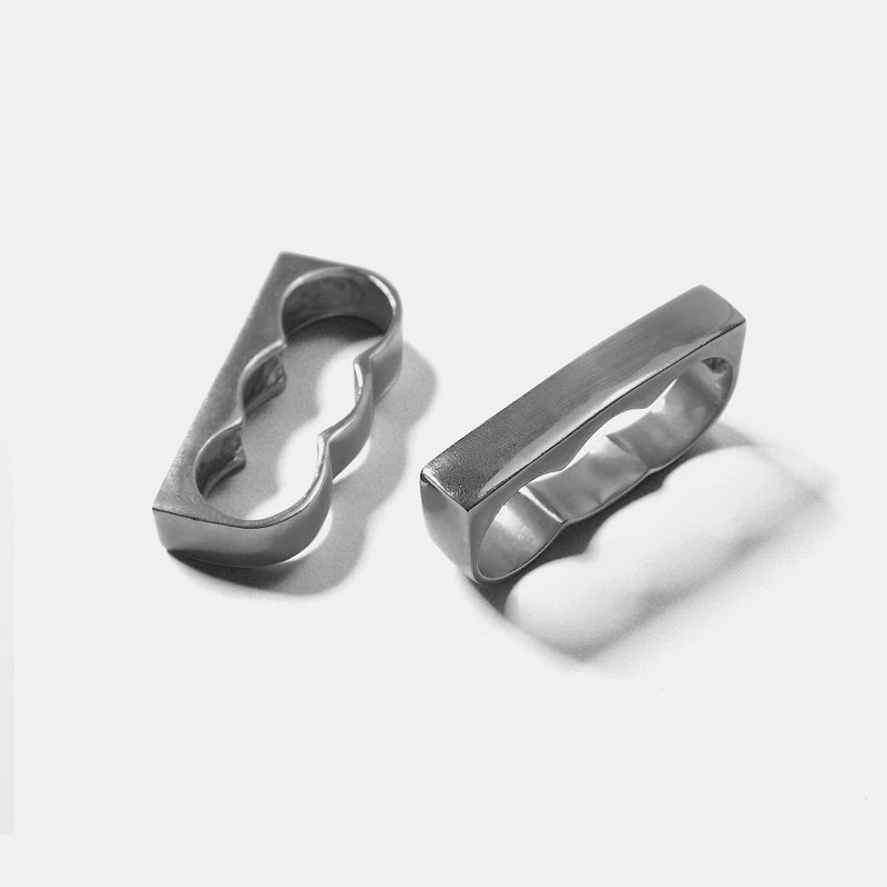 3 Finger Ring Wide Silver - eleven44