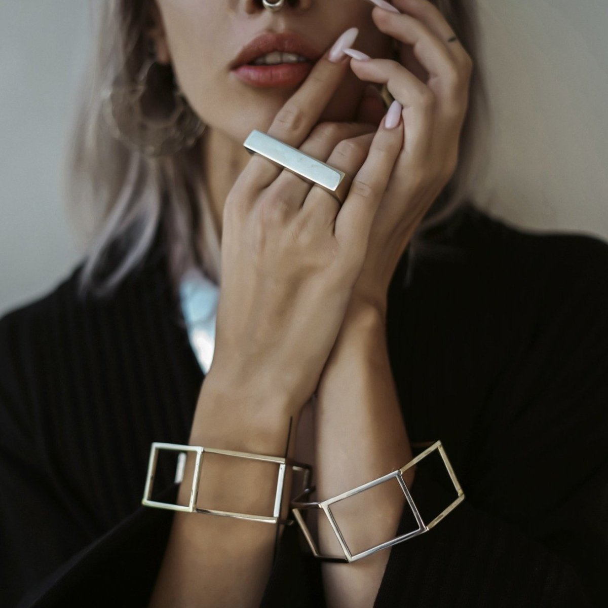 3 Finger Ring Wide Silver