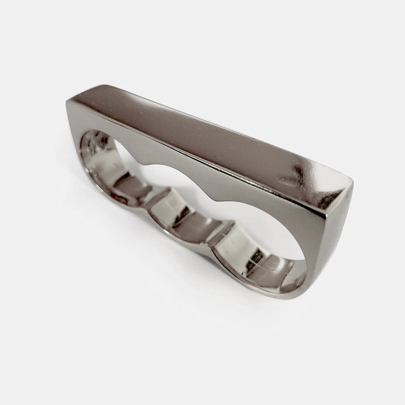 3 Finger Ring Wide Silver
