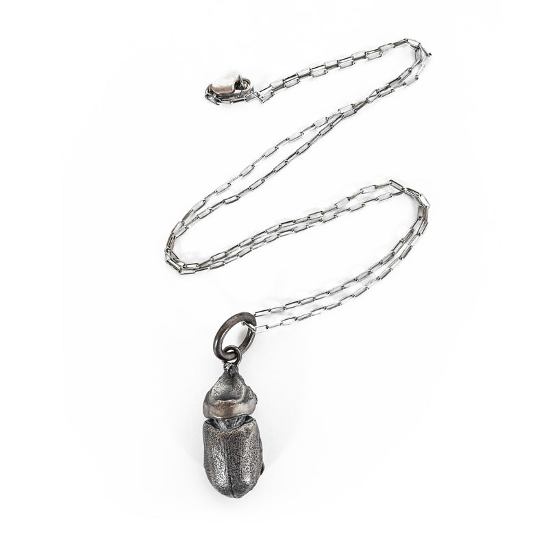 Mens Beetle Pendant Chain Silver - eleven44