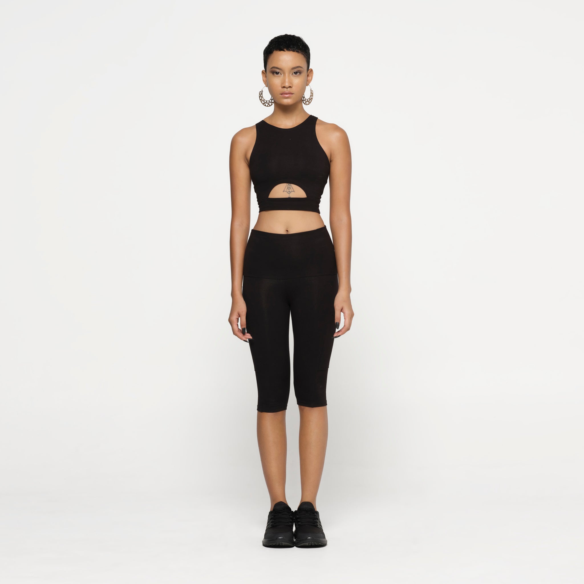 Black Crop Top Organic Cotton Lycra