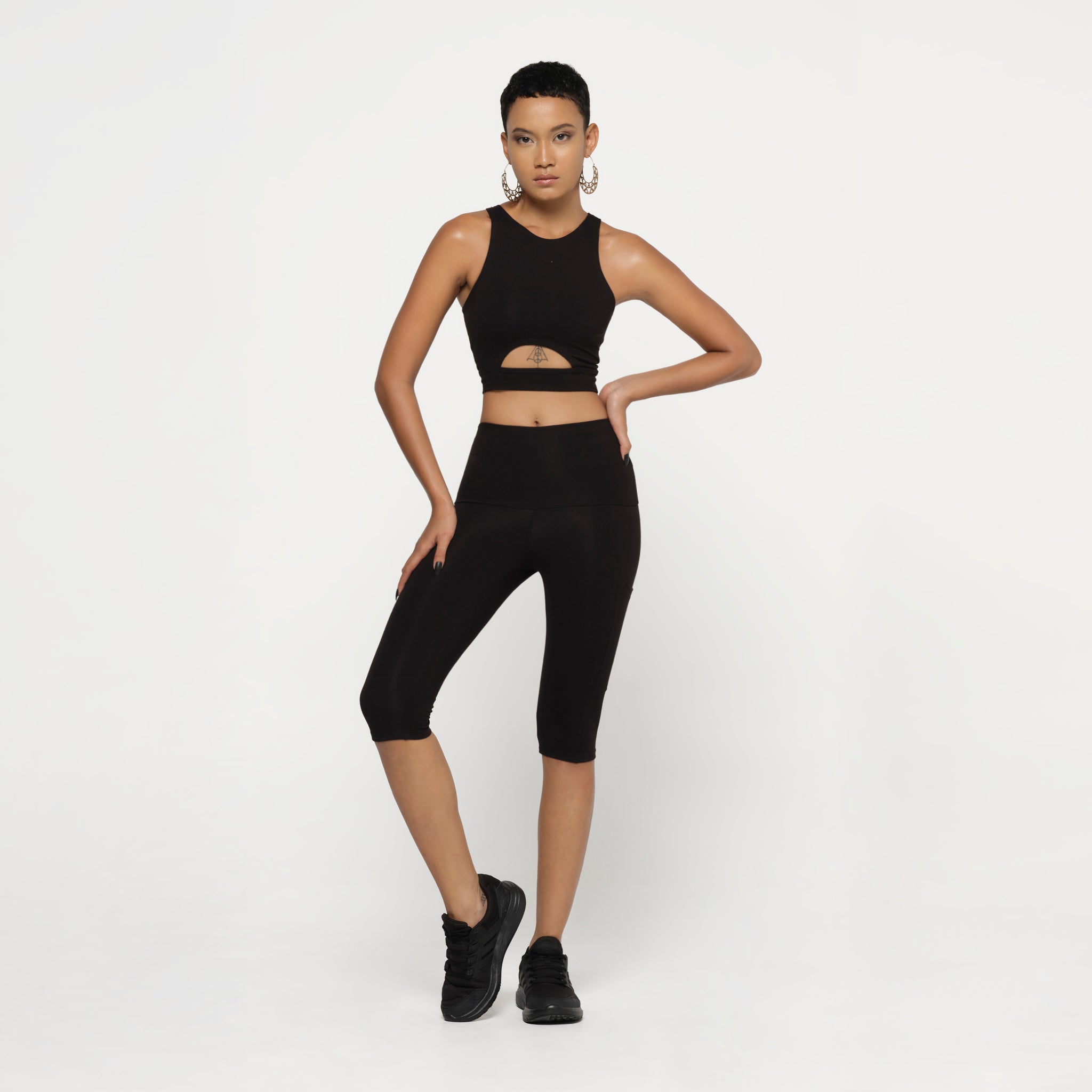 Black Crop Top Organic Cotton Lycra