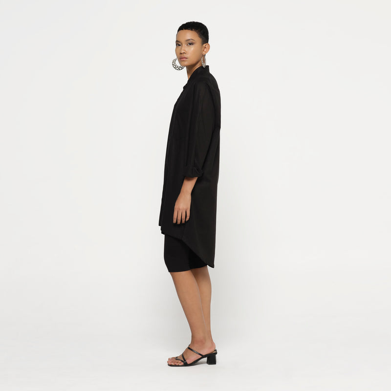 Button Down Tunic Black Hemp