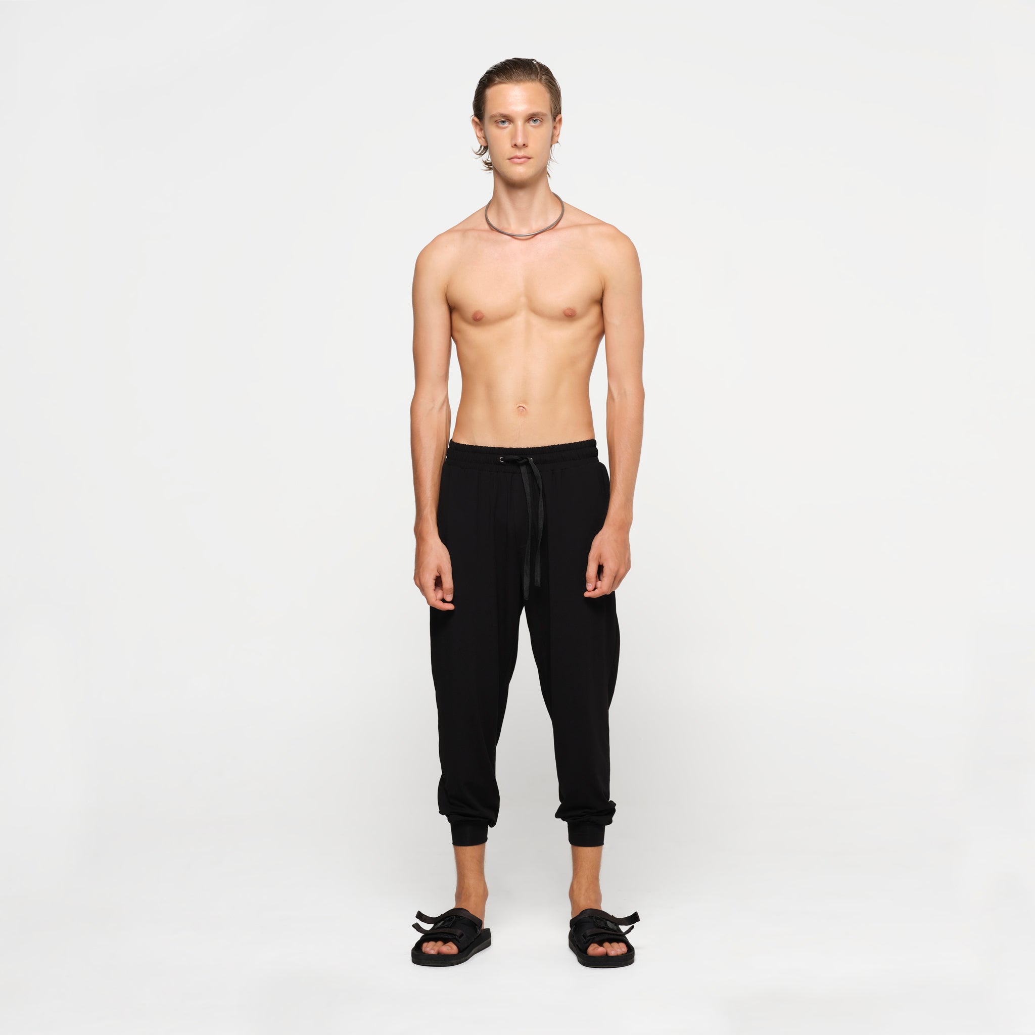 Mens Black Easy Pants Modal Lycra