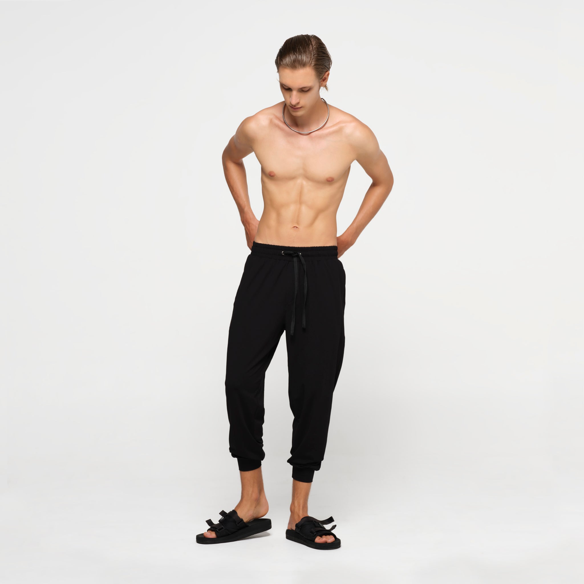 Mens Black Easy Pants Modal Lycra