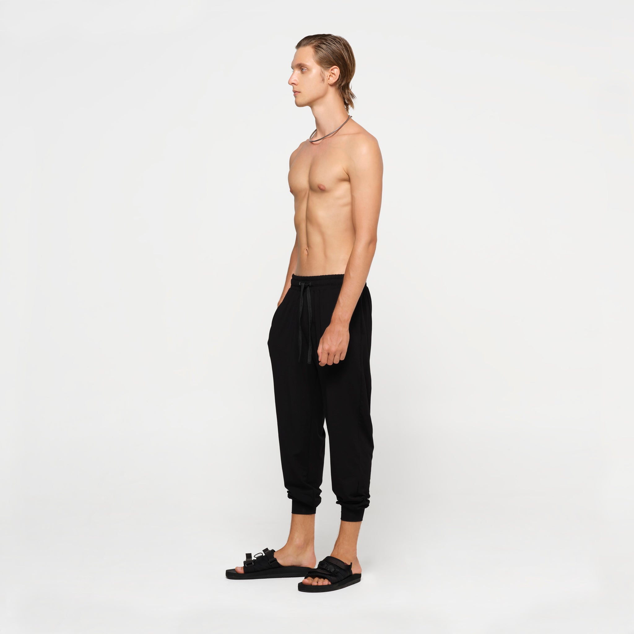 Mens Black Easy Pants Modal Lycra