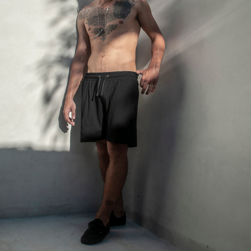 Mens Black Gym Shorts Modal Lycra